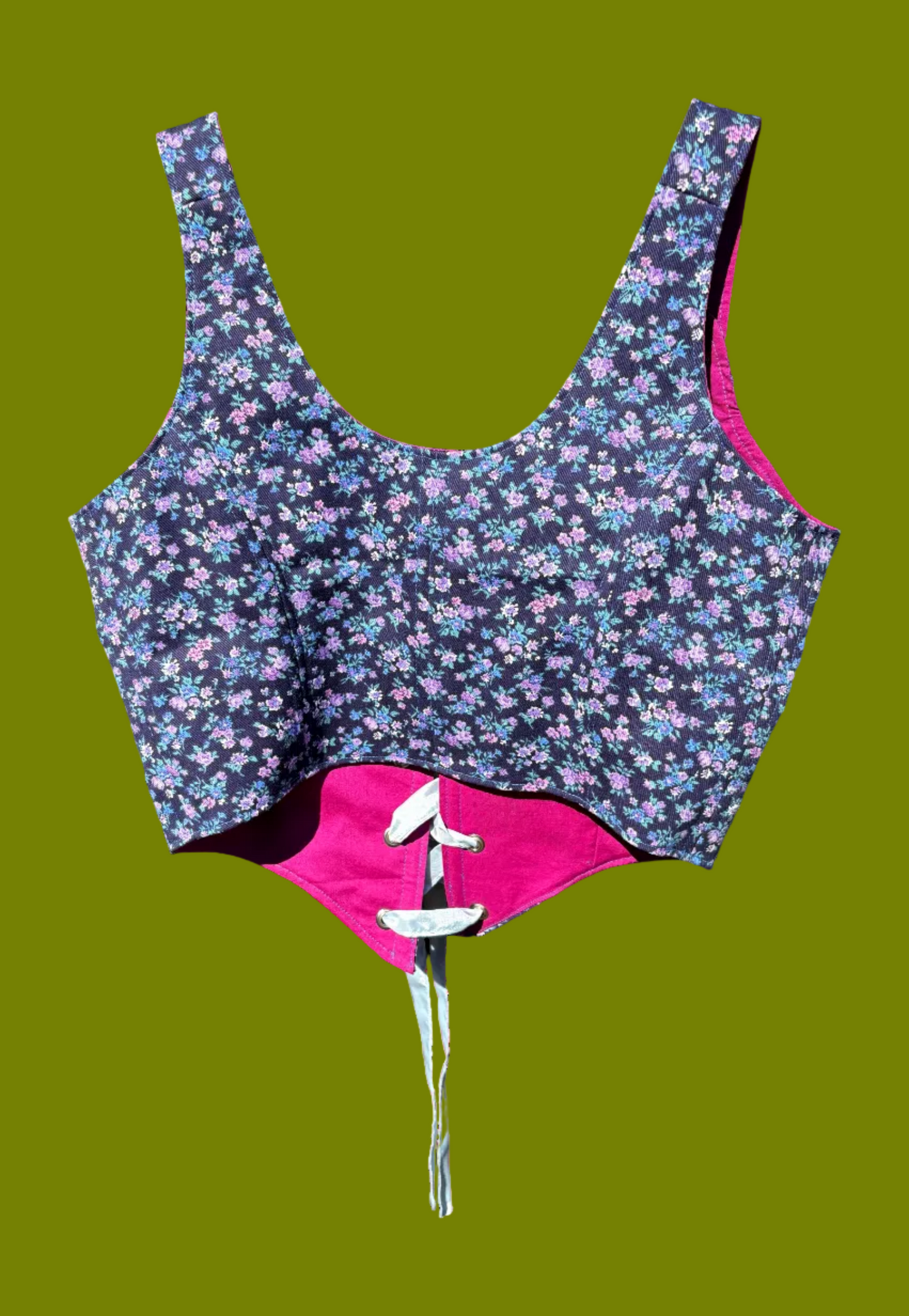 Lepidoptera Floral Denim Corset - Size Large