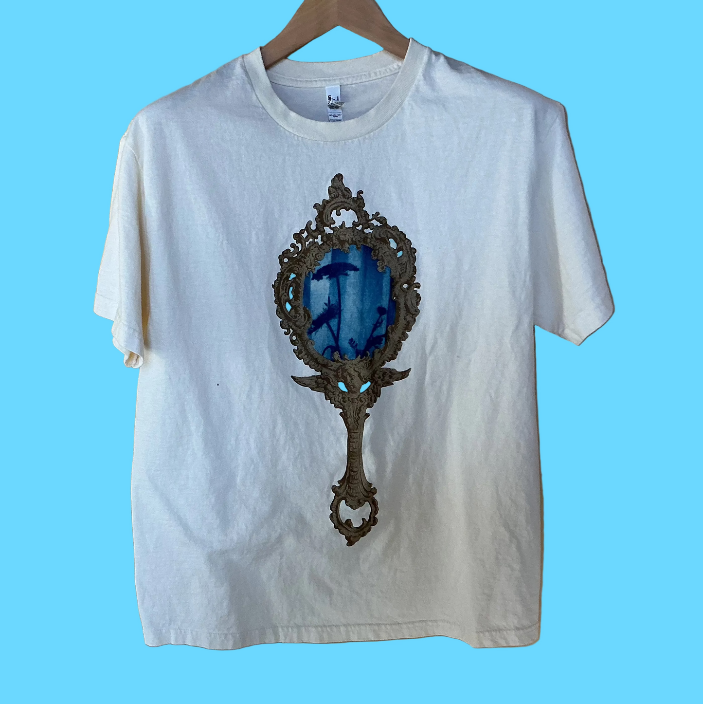 Rachel Rector Gold Mirror Flowers V Cyanotype Tee