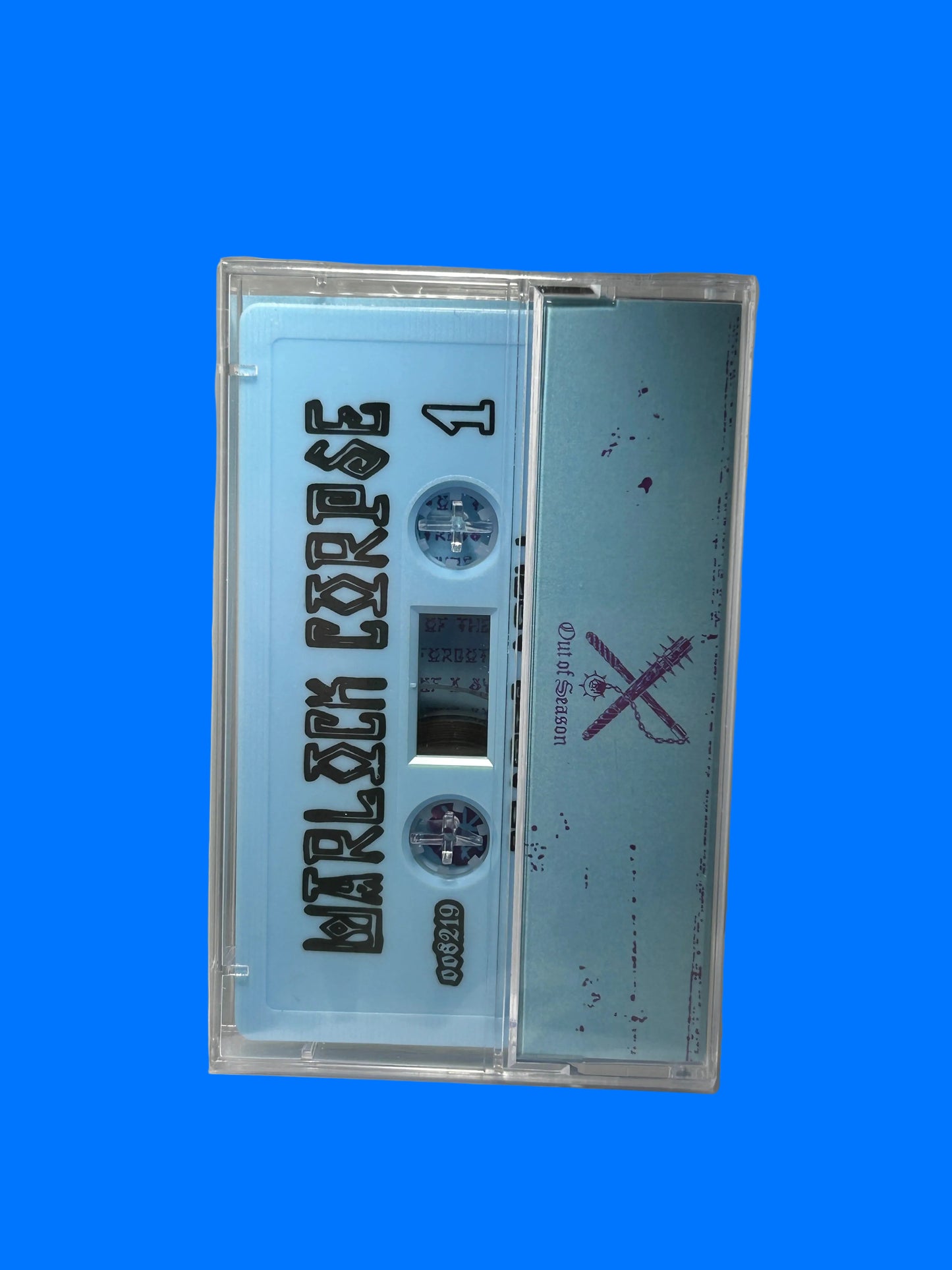 Cassette tape with a clear plastic cover on a white background warlock corpse