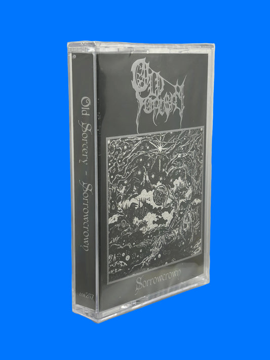 Cassette tape with 'Old Sorcery - Sorrowcrown' design on a white background