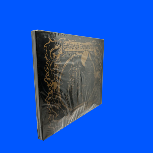 Decorative book with gold embossed design on a blue background