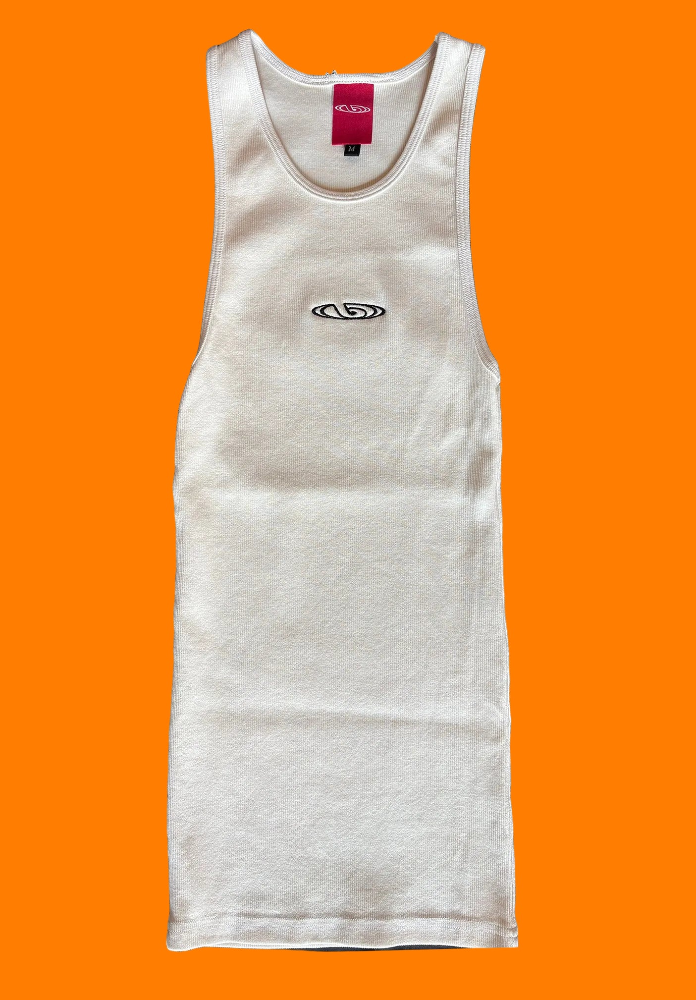 BY.Everyone ribbed tank top with black logo embroidered on the center chest.