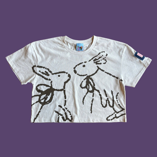 Pitted Plum Bunny Crop Top in Bone