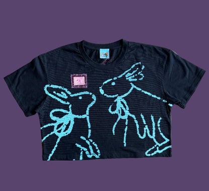 Pitted Plum Bunny Crop Top in Black