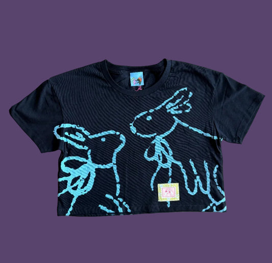 Pitted Plum Bunny Crop Top in Black