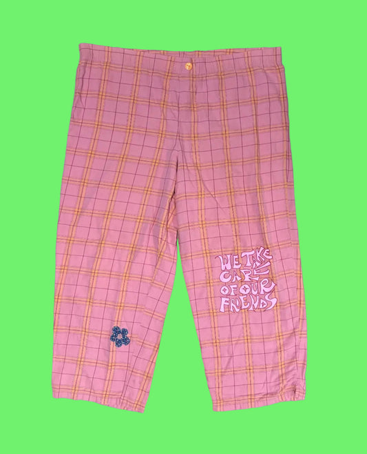 Take Care Pink Plaid Capris - Size L