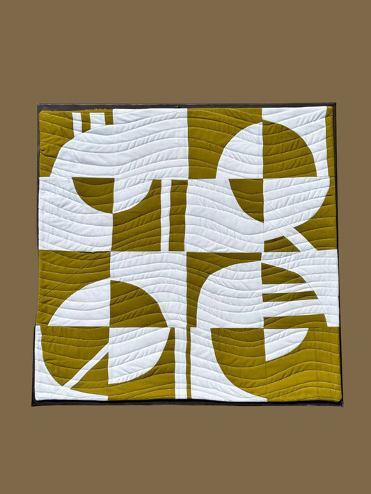 Quirk Creates White & Olive Mounted Quilt