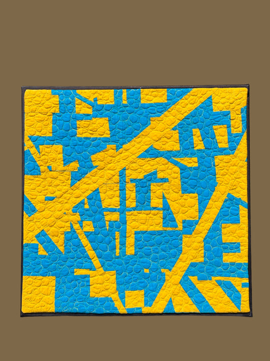 Quirk Creates Blue & Gold Mounted Quilt C