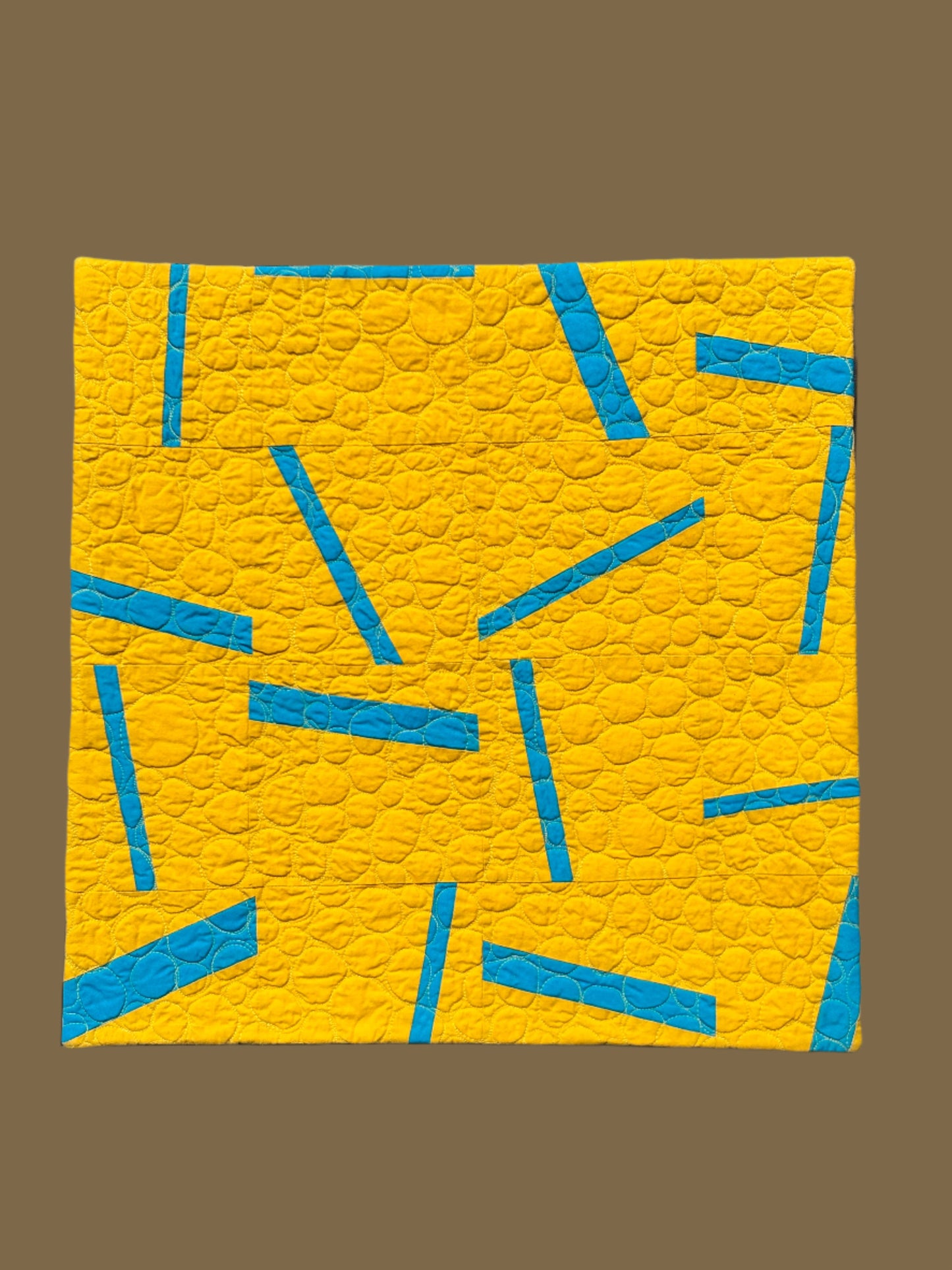 Quirk Creates Blue & Gold Mounted Quilt B