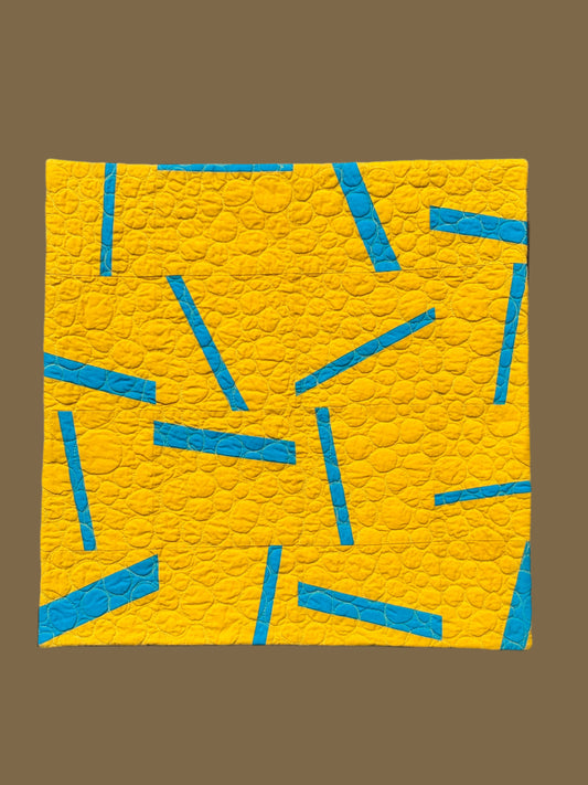 Quirk Creates Blue & Gold Mounted Quilt B