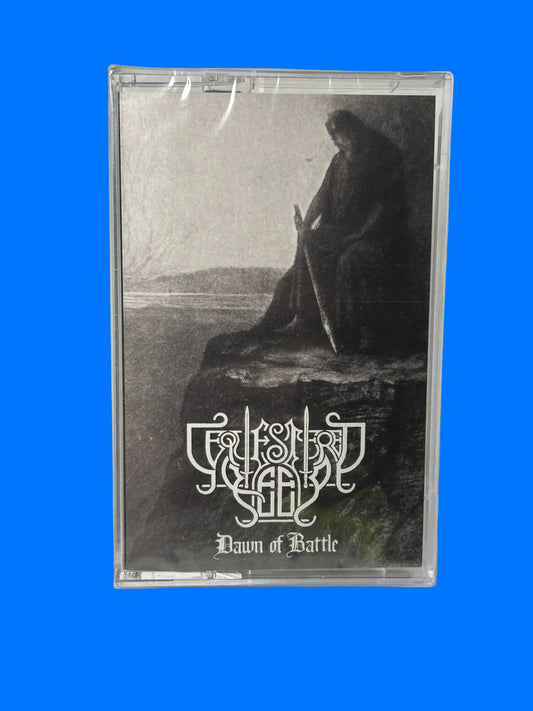 Cassette tape with a horse illustration and band logo on a white background Sequestered Keep