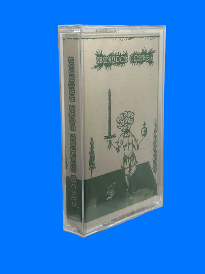 Vintage-style audio cassette tape with a cover featuring illustrations on a white background. warlock corpse