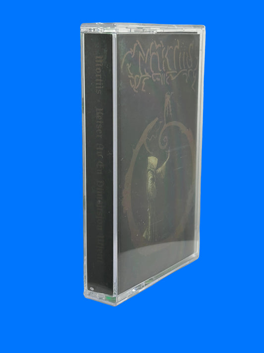 Clear plastic case with engraved design on a white background mortiis