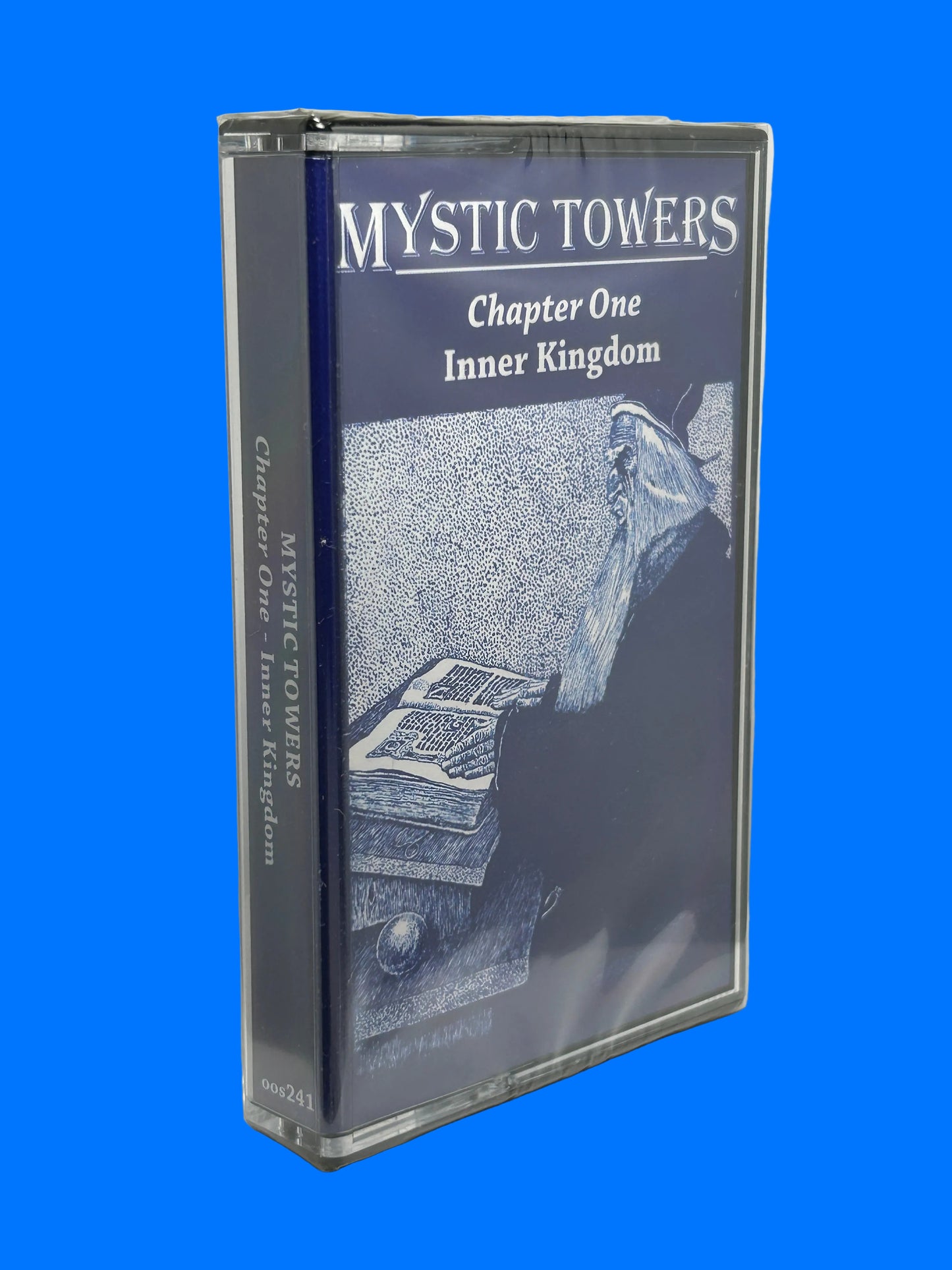 Cassette tape titled 'Mystic Towers Chapter One Inner Kingdom' on a white background