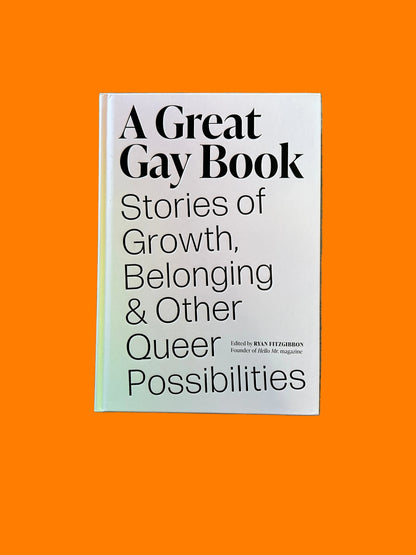 Book titled 'A Great Gay Book' on a textured surface