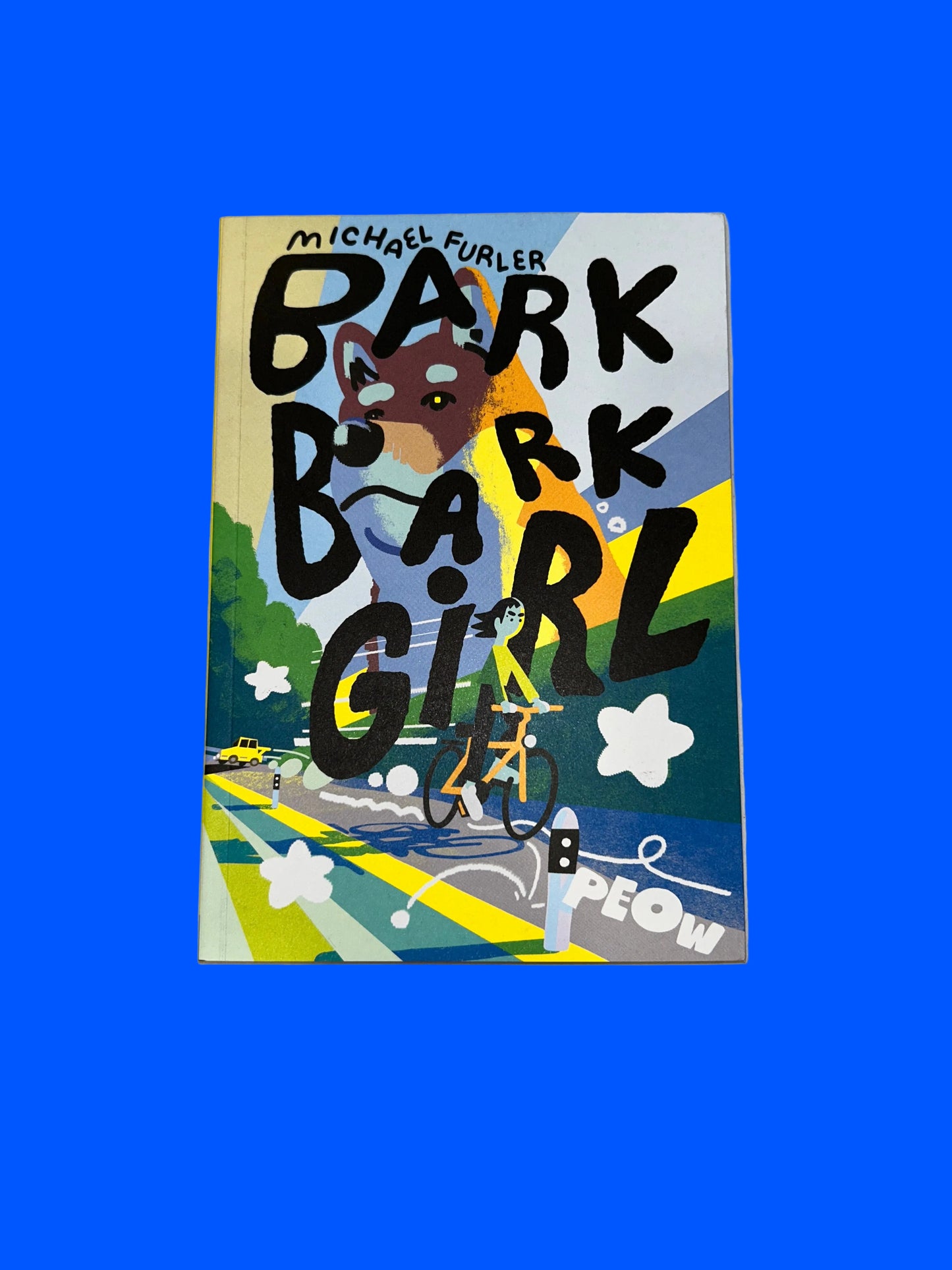 Colorful book cover with text and graphics on a gray background Bark bark girl