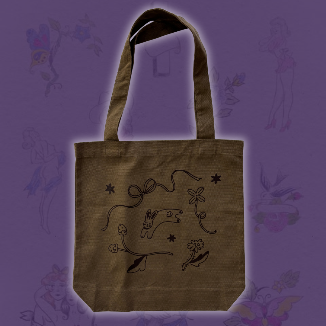 Pitted Plum Bunny Over-the-Shoulder Tote