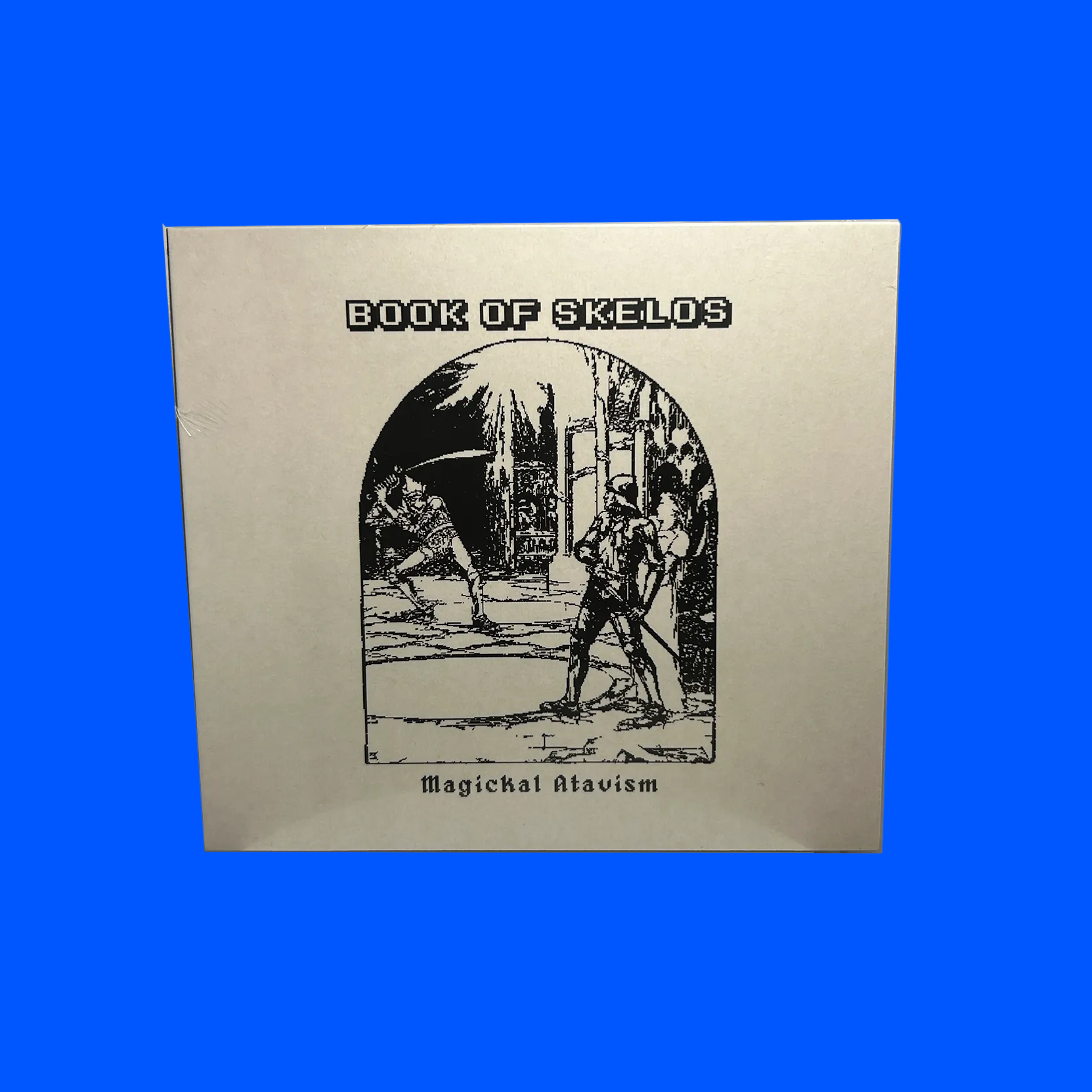 Cover of 'Book of Skelos' with black illustrations on a beige background