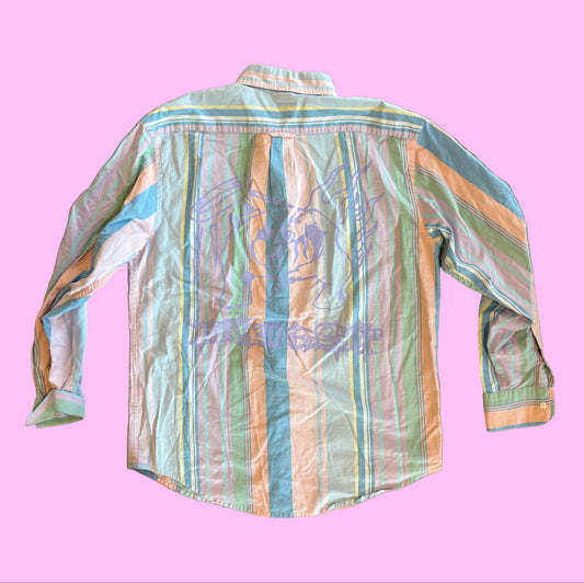 Friendship Friendworld Pastel Striped Button Down Shirt - M